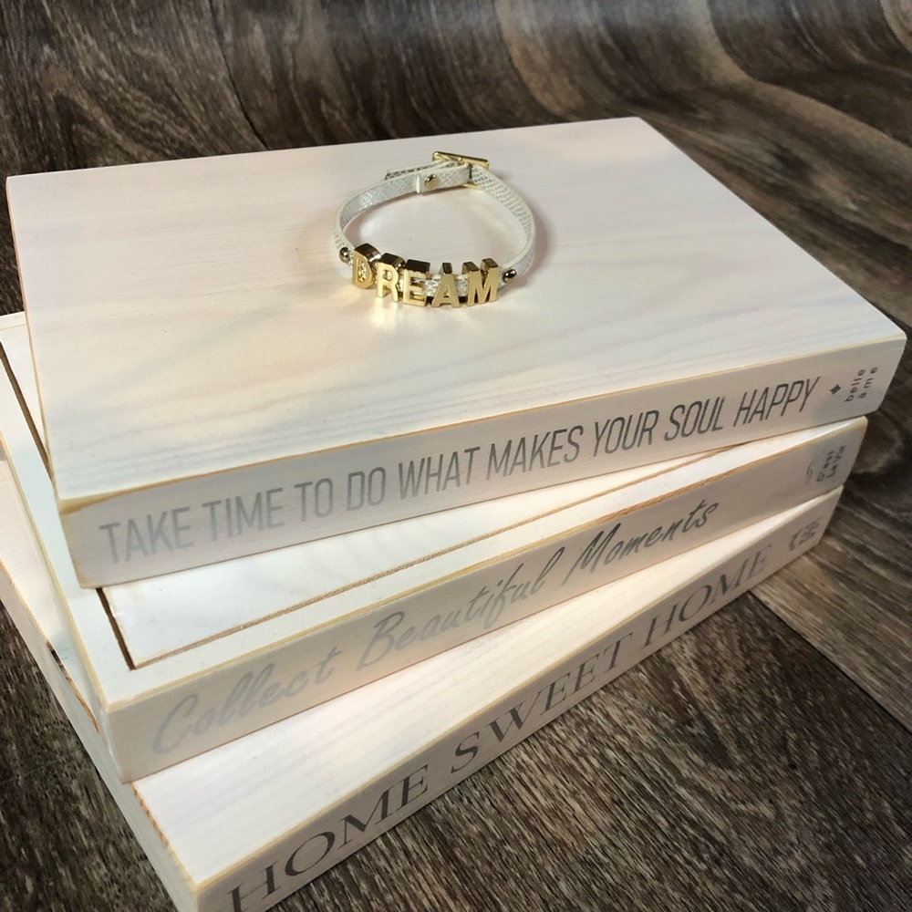 NWOT BCBGeneration “DREAM” silver iridescent white & gold skinny cuff bracelet!